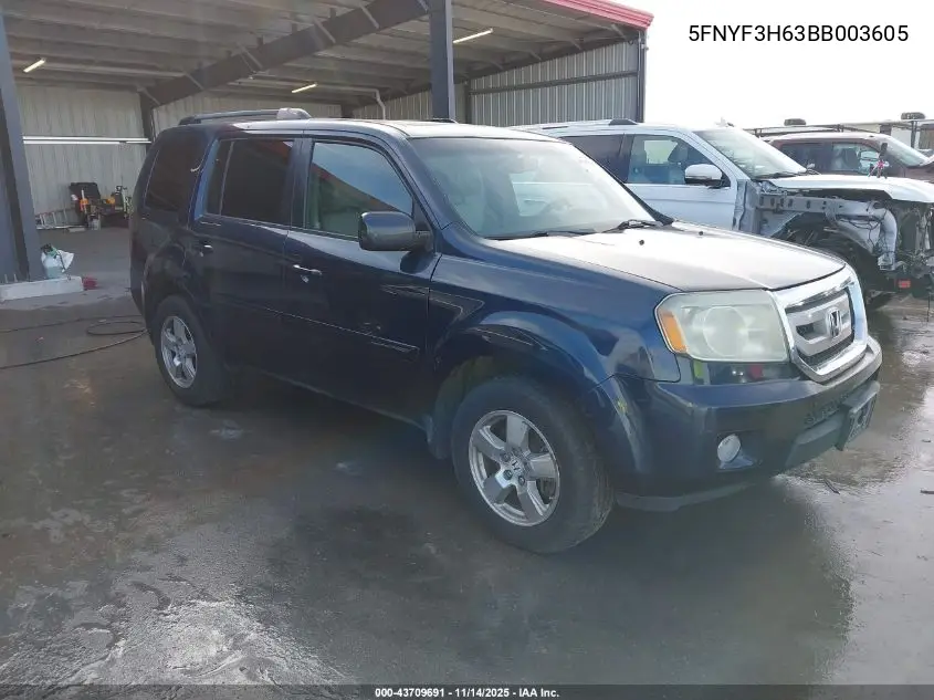 5FNYF3H63BB003605 2011 Honda Pilot Ex-L