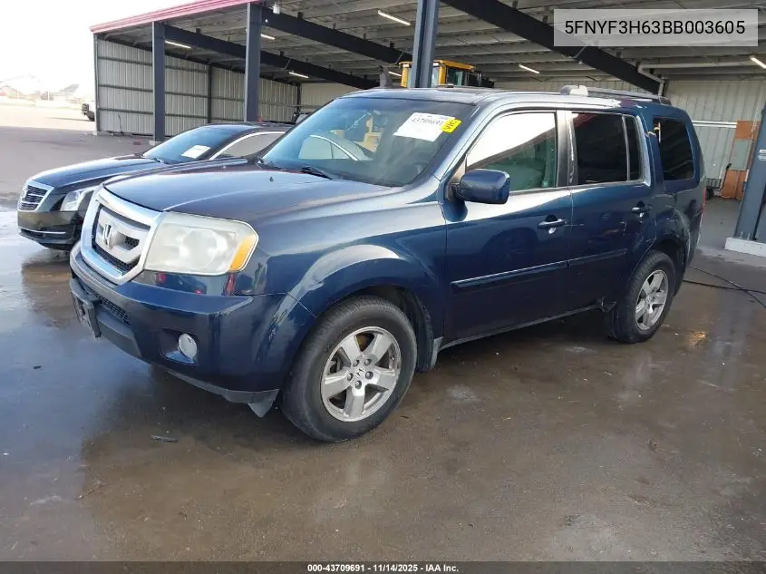 5FNYF3H63BB003605 2011 Honda Pilot Ex-L