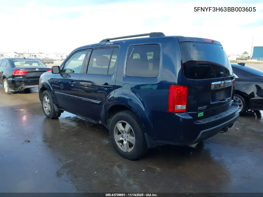 5FNYF3H63BB003605 2011 Honda Pilot Ex-L