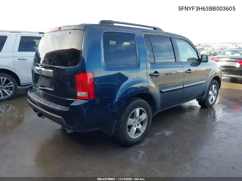 5FNYF3H63BB003605 2011 Honda Pilot Ex-L