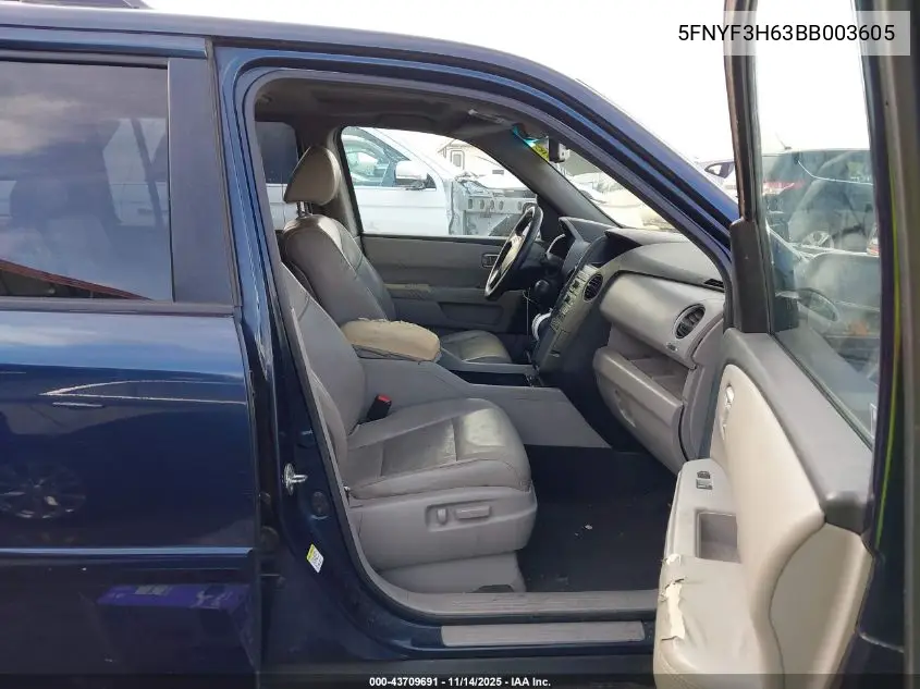 5FNYF3H63BB003605 2011 Honda Pilot Ex-L