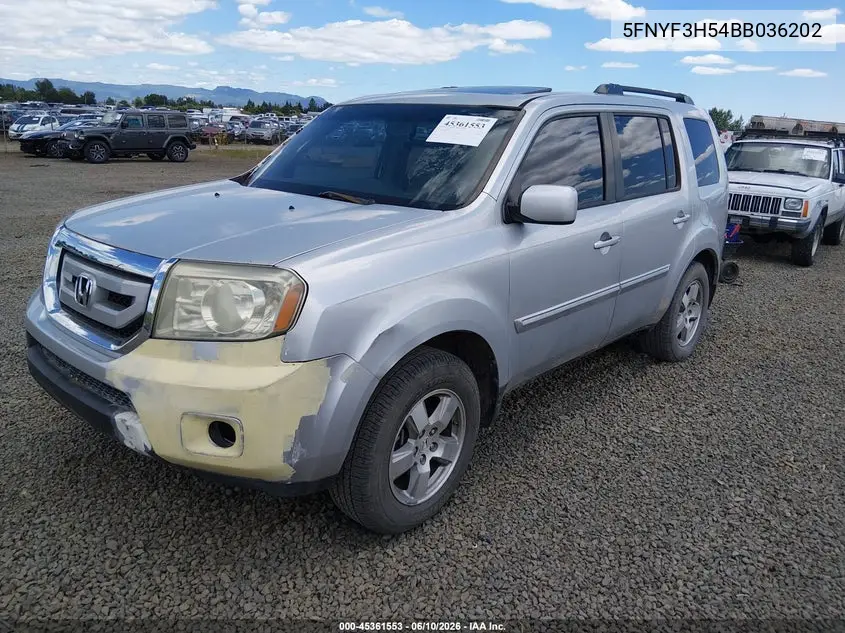 5FNYF3H54BB036202 2011 Honda Pilot Ex-L