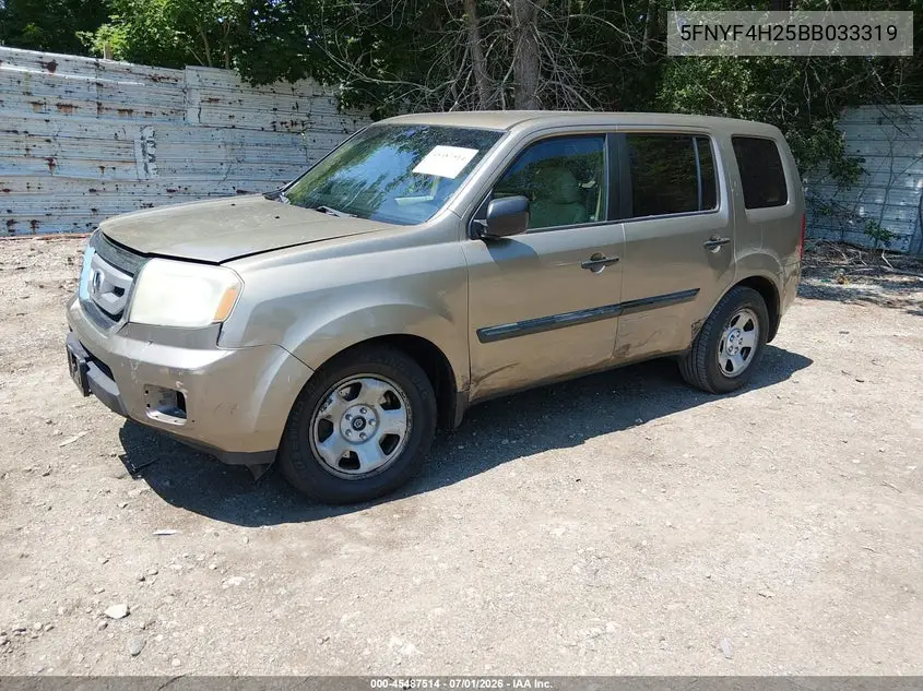5FNYF4H25BB033319 2011 Honda Pilot Lx