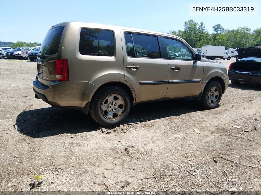 5FNYF4H25BB033319 2011 Honda Pilot Lx