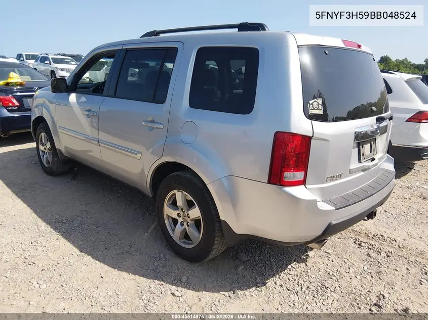 2011 Honda Pilot Ex-L VIN: 5FNYF3H59BB048524 Lot: 45514975