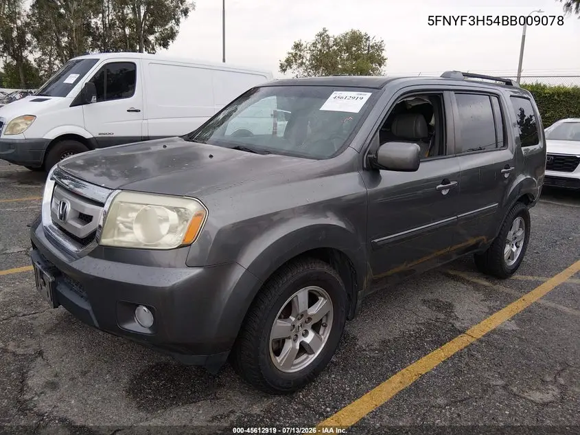 2011 Honda Pilot Ex-L VIN: 5FNYF3H54BB009078 Lot: 45612919