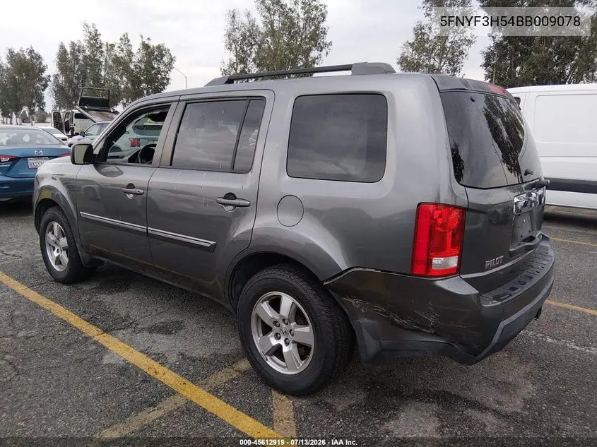 2011 Honda Pilot Ex-L VIN: 5FNYF3H54BB009078 Lot: 45612919