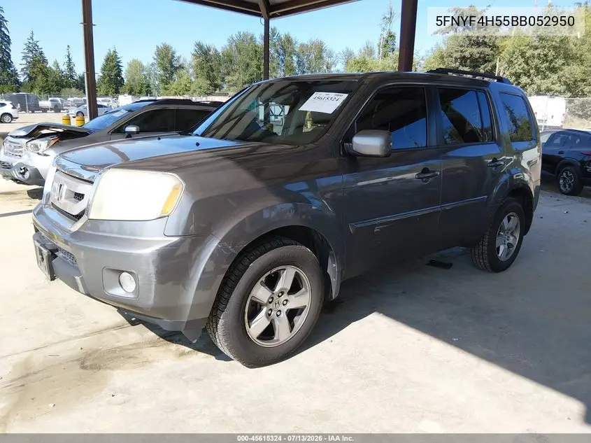 2011 Honda Pilot Ex-L VIN: 5FNYF4H55BB052950 Lot: 45615324