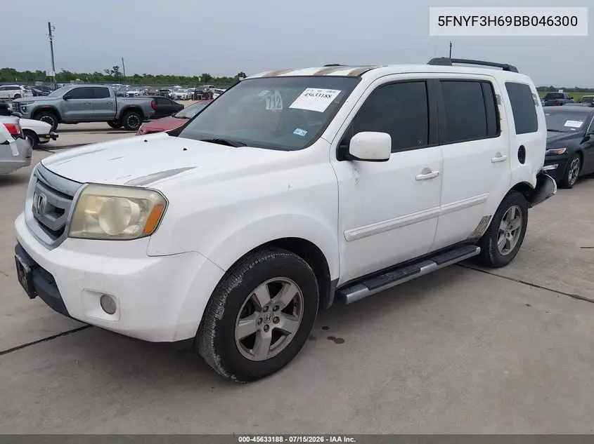2011 Honda Pilot Ex-L VIN: 5FNYF3H69BB046300 Lot: 45633188