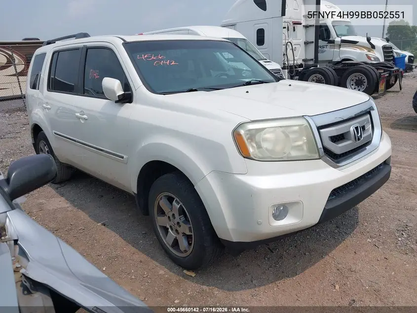 2011 Honda Pilot Touring VIN: 5FNYF4H99BB052551 Lot: 45660142