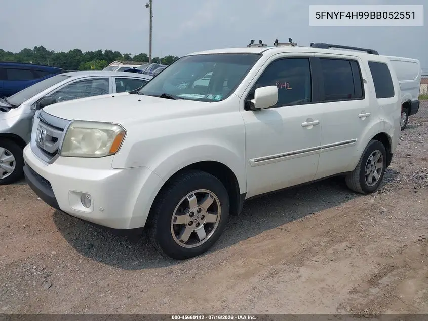 2011 Honda Pilot Touring VIN: 5FNYF4H99BB052551 Lot: 45660142