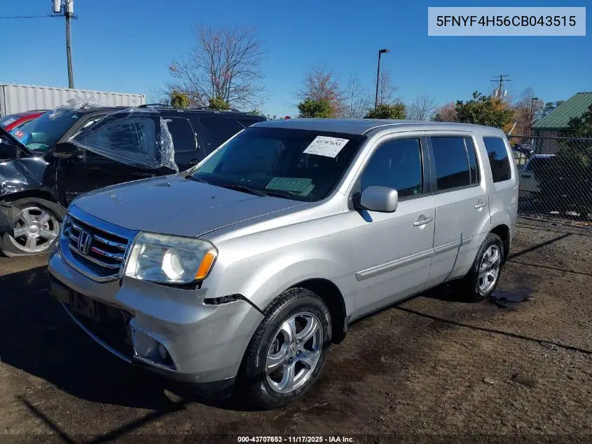 5FNYF4H56CB043515 2012 Honda Pilot Ex-L