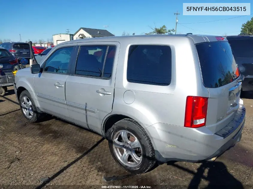 5FNYF4H56CB043515 2012 Honda Pilot Ex-L