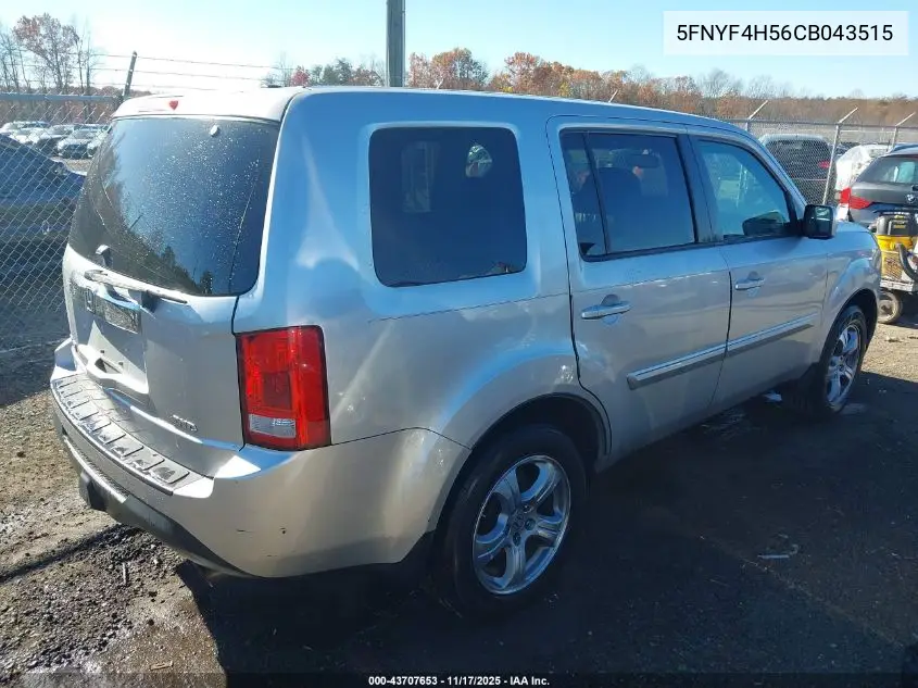 5FNYF4H56CB043515 2012 Honda Pilot Ex-L