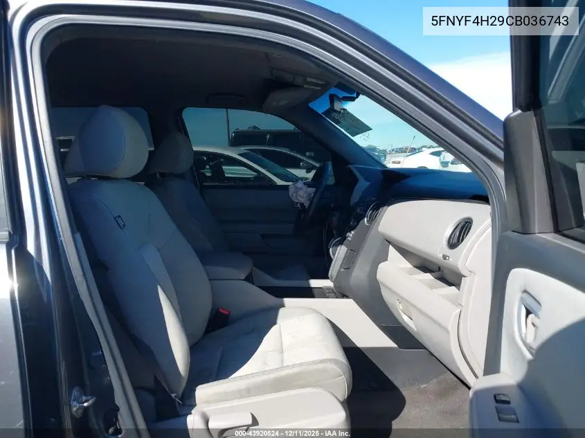 5FNYF4H29CB036743 2012 Honda Pilot Lx