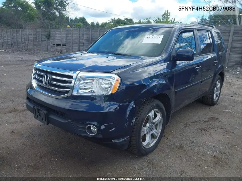 2012 Honda Pilot Ex-L VIN: 5FNYF4H52CB079038 Lot: 45337224