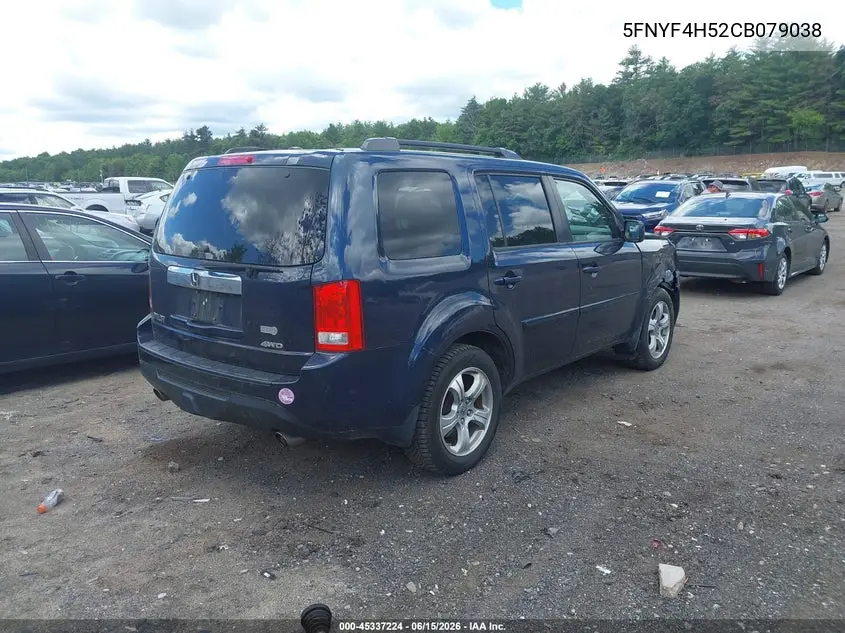 2012 Honda Pilot Ex-L VIN: 5FNYF4H52CB079038 Lot: 45337224