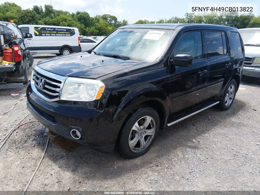 2012 Honda Pilot Ex VIN: 5FNYF4H49CB013822 Lot: 45535995