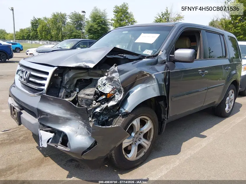 2012 Honda Pilot Ex-L VIN: 5FNYF4H50CB071536 Lot: 45630780