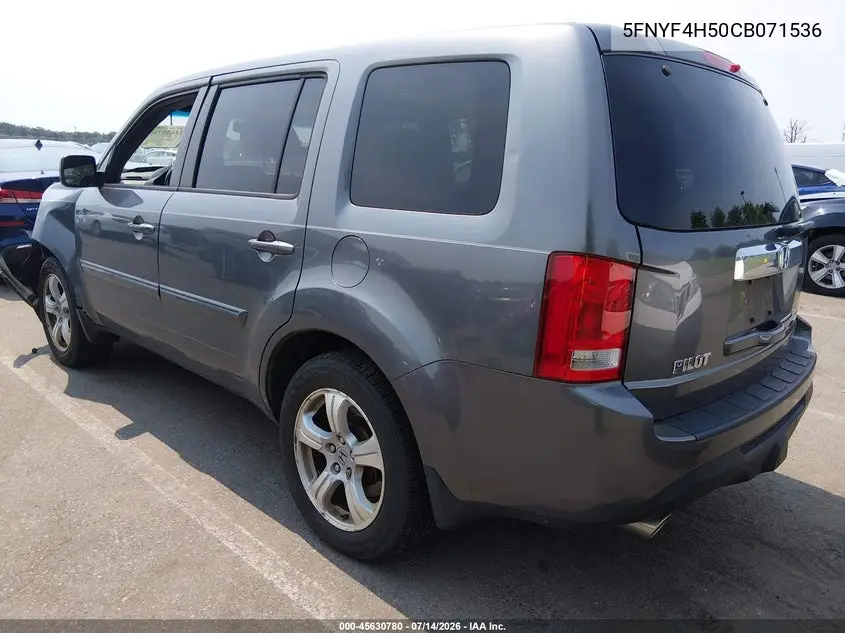2012 Honda Pilot Ex-L VIN: 5FNYF4H50CB071536 Lot: 45630780