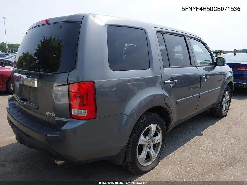 2012 Honda Pilot Ex-L VIN: 5FNYF4H50CB071536 Lot: 45630780