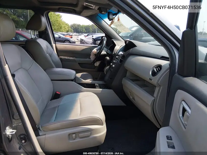 2012 Honda Pilot Ex-L VIN: 5FNYF4H50CB071536 Lot: 45630780