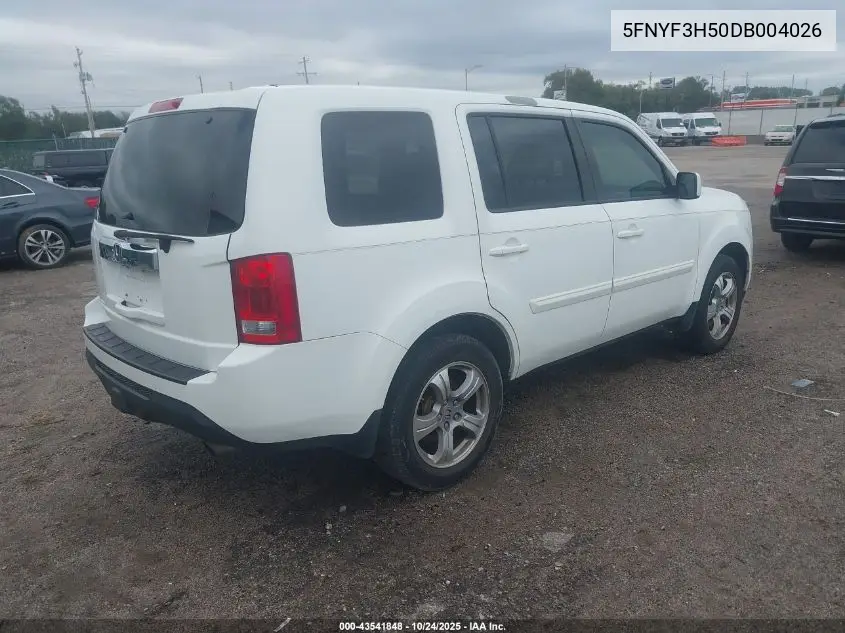 5FNYF3H50DB004026 2013 Honda Pilot Ex-L