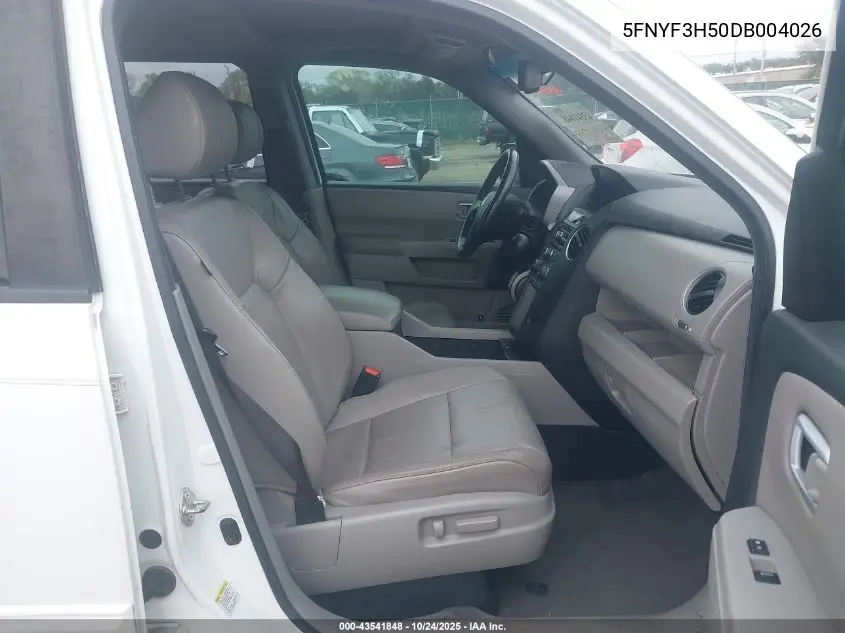 5FNYF3H50DB004026 2013 Honda Pilot Ex-L