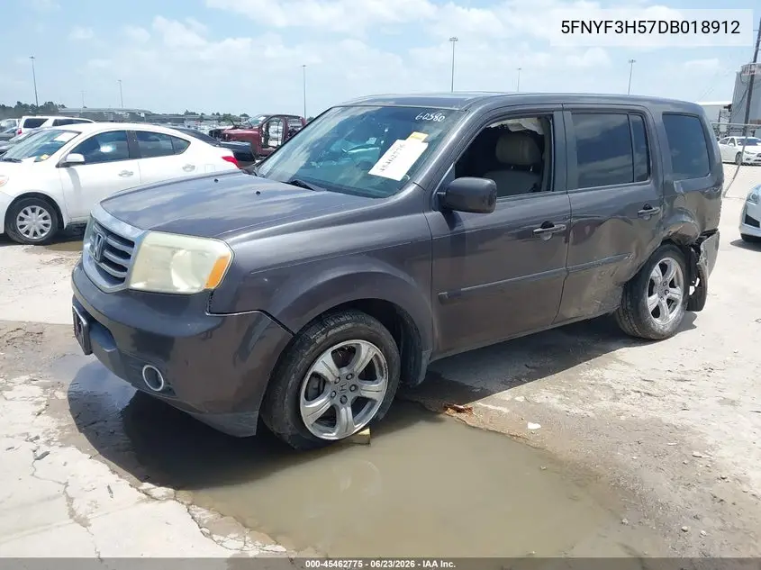 2013 Honda Pilot Ex-L VIN: 5FNYF3H57DB018912 Lot: 45462775