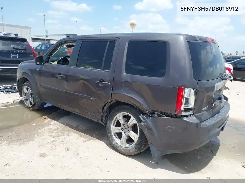 2013 Honda Pilot Ex-L VIN: 5FNYF3H57DB018912 Lot: 45462775