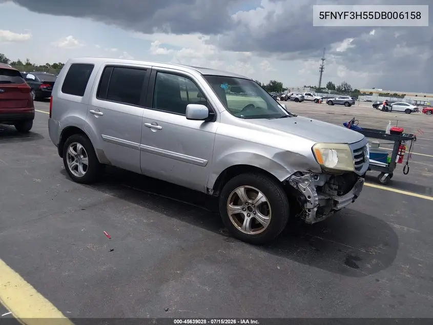 2013 Honda Pilot Ex-L VIN: 5FNYF3H55DB006158 Lot: 45639028