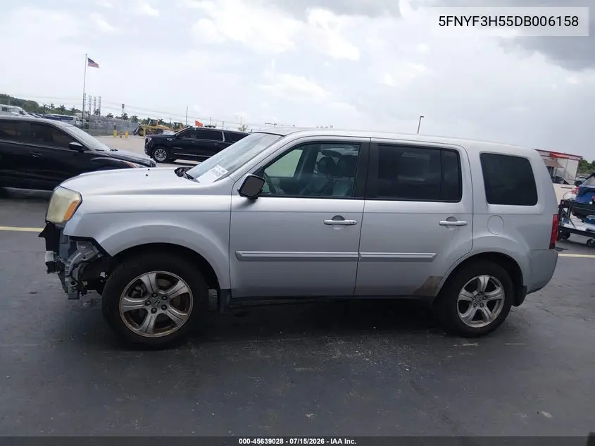 2013 Honda Pilot Ex-L VIN: 5FNYF3H55DB006158 Lot: 45639028