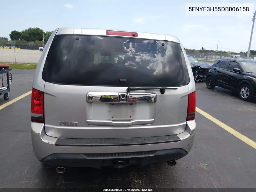 2013 Honda Pilot Ex-L VIN: 5FNYF3H55DB006158 Lot: 45639028