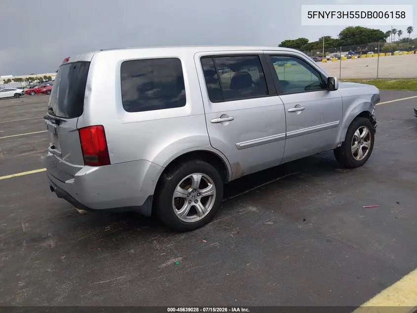 2013 Honda Pilot Ex-L VIN: 5FNYF3H55DB006158 Lot: 45639028