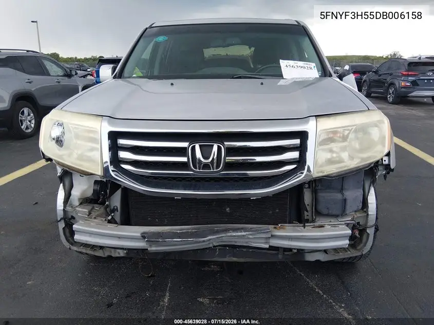 2013 Honda Pilot Ex-L VIN: 5FNYF3H55DB006158 Lot: 45639028
