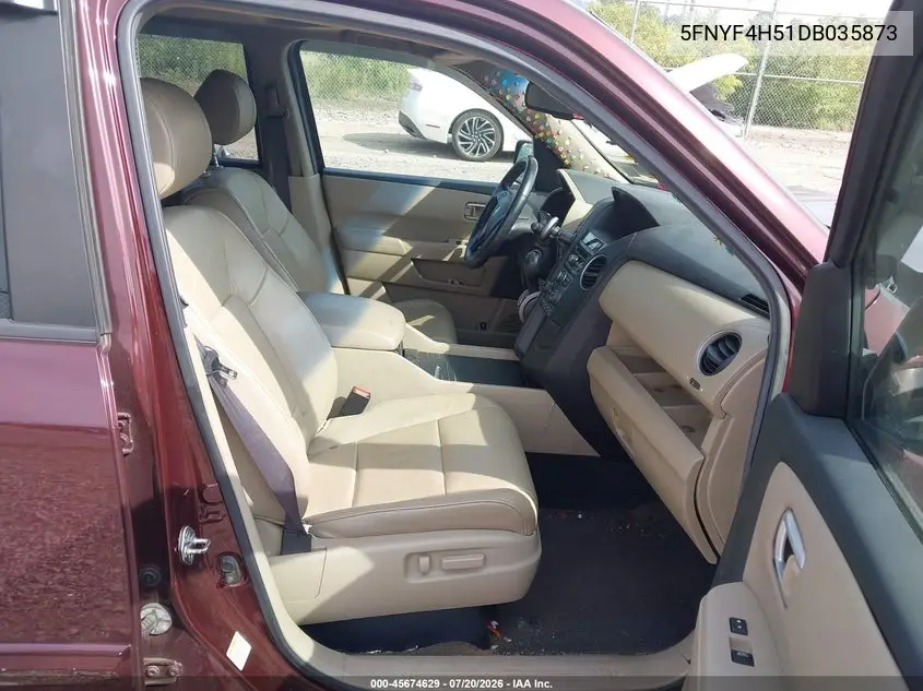 2013 Honda Pilot Ex-L VIN: 5FNYF4H51DB035873 Lot: 45674629