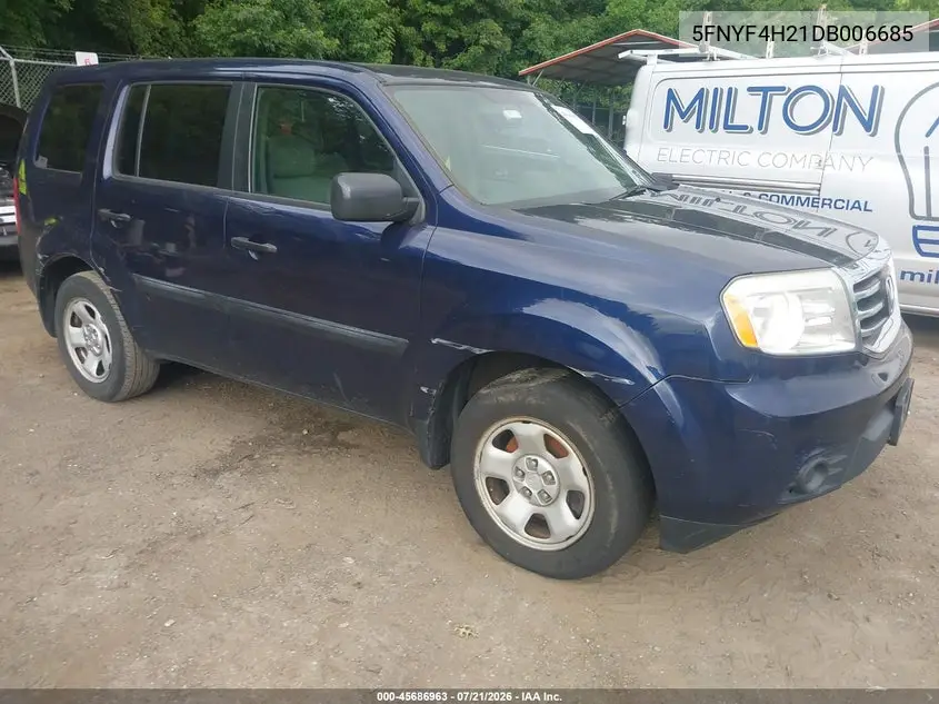 2013 Honda Pilot Lx VIN: 5FNYF4H21DB006685 Lot: 45686963