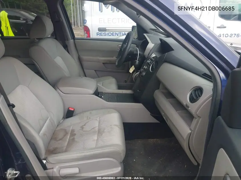 2013 Honda Pilot Lx VIN: 5FNYF4H21DB006685 Lot: 45686963