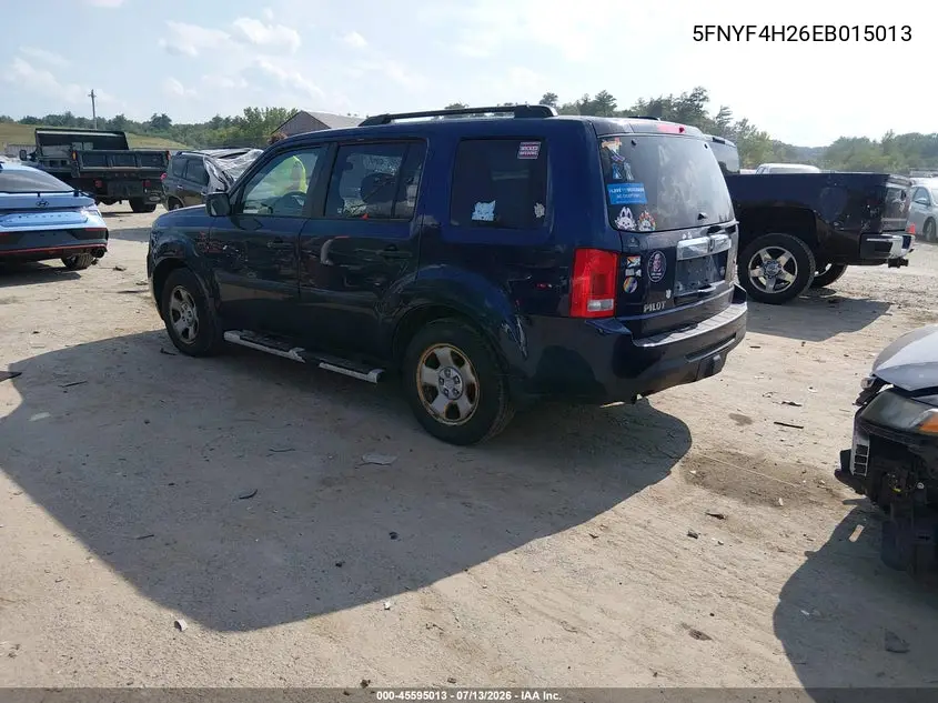 2014 Honda Pilot Lx VIN: 5FNYF4H26EB015013 Lot: 45595013