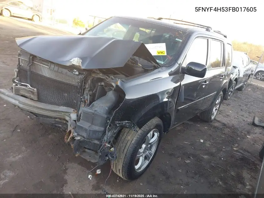 5FNYF4H53FB017605 2015 Honda Pilot Ex-L