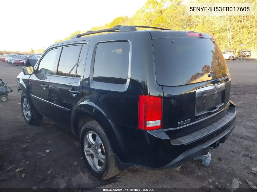 5FNYF4H53FB017605 2015 Honda Pilot Ex-L