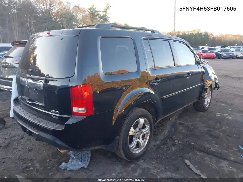 5FNYF4H53FB017605 2015 Honda Pilot Ex-L