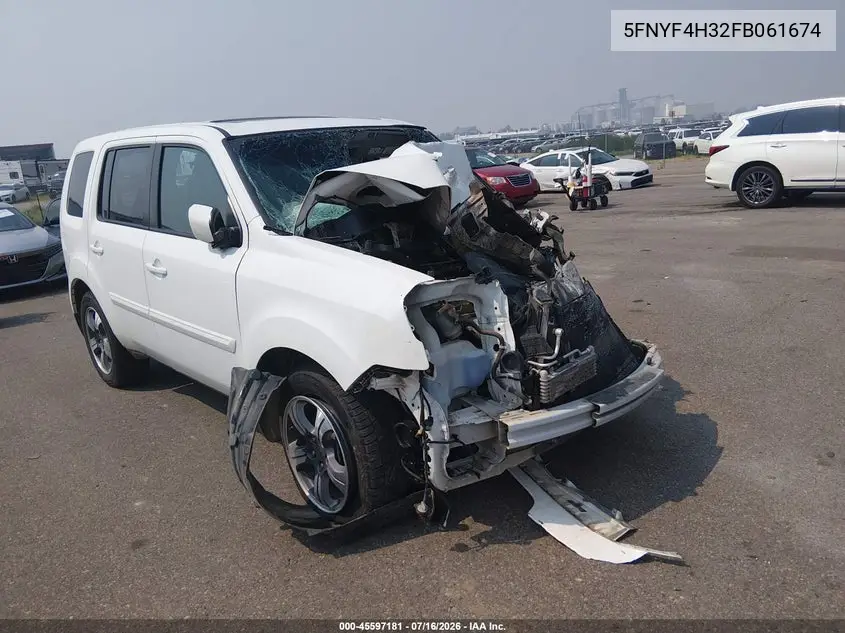 2015 Honda Pilot Se VIN: 5FNYF4H32FB061674 Lot: 45597181