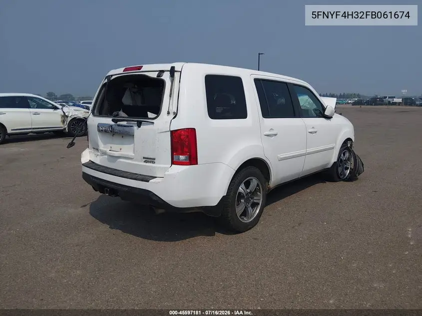 2015 Honda Pilot Se VIN: 5FNYF4H32FB061674 Lot: 45597181