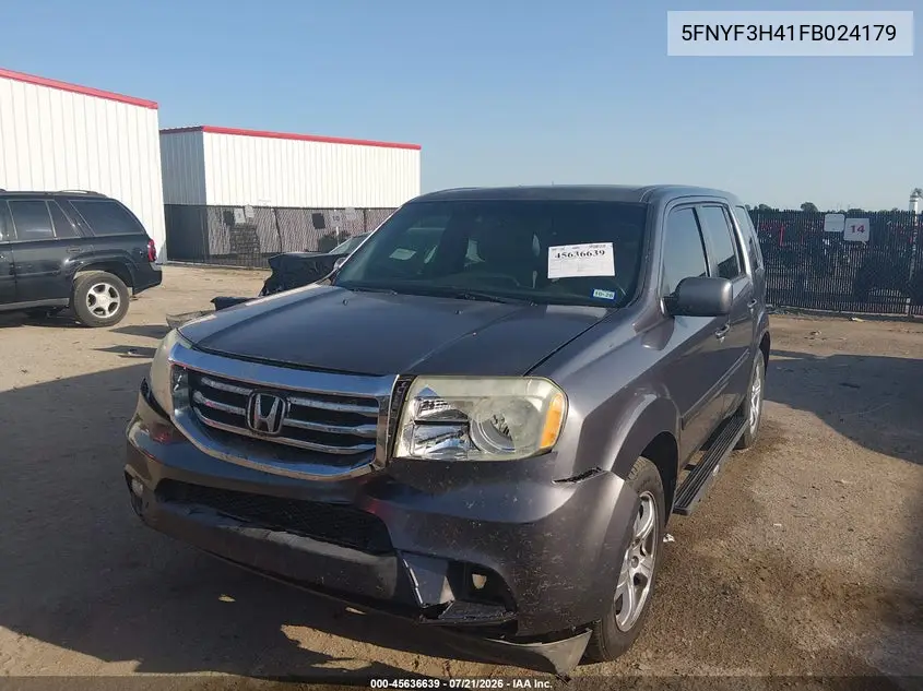 2015 Honda Pilot Ex VIN: 5FNYF3H41FB024179 Lot: 45636639