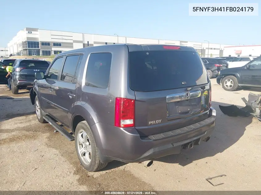 2015 Honda Pilot Ex VIN: 5FNYF3H41FB024179 Lot: 45636639