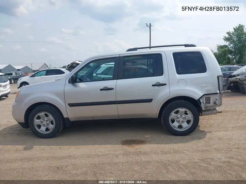 2015 Honda Pilot Lx VIN: 5FNYF4H28FB013572 Lot: 45670317