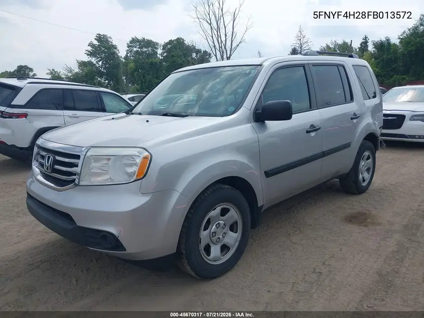 2015 Honda Pilot Lx VIN: 5FNYF4H28FB013572 Lot: 45670317