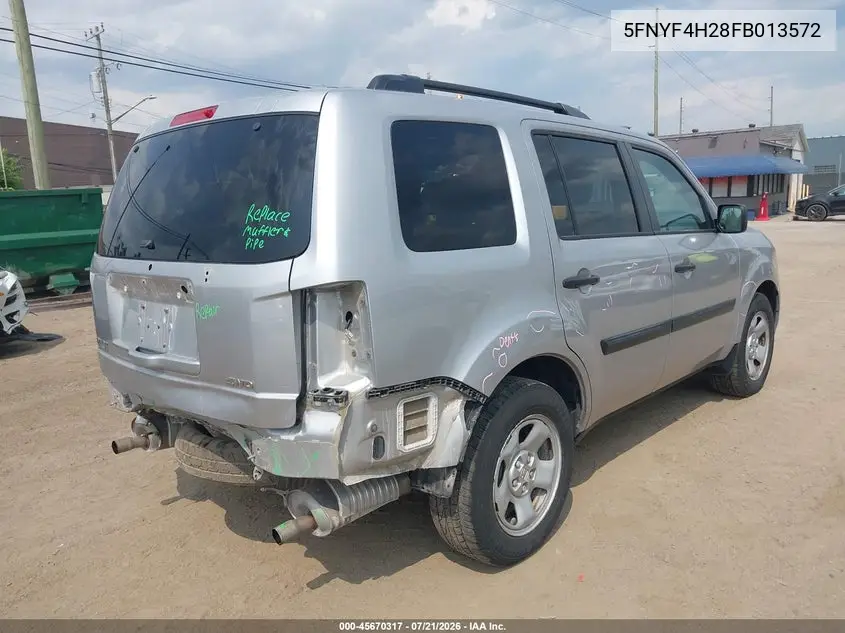 2015 Honda Pilot Lx VIN: 5FNYF4H28FB013572 Lot: 45670317