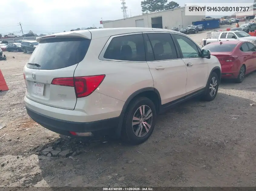 5FNYF5H63GB018737 2016 Honda Pilot Ex-L